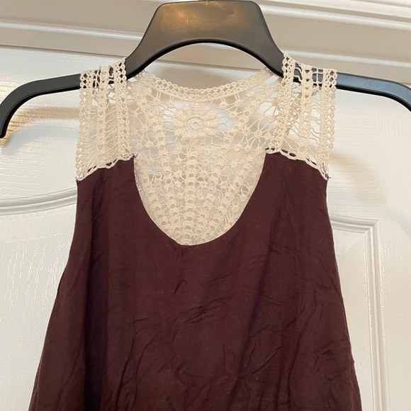 Pink Rose Swim coverup dress size Large- brown with ivory crochet back - Picture 4 of 7